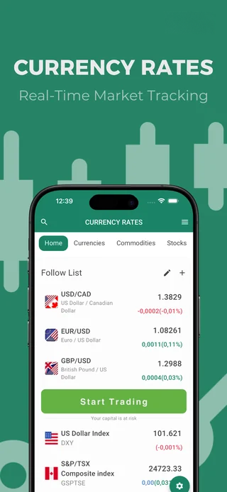 Currency Exchange app — main screen