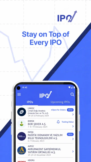 IPO Calendar app — main screen