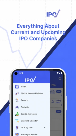 IPO Calendar app — feature screen