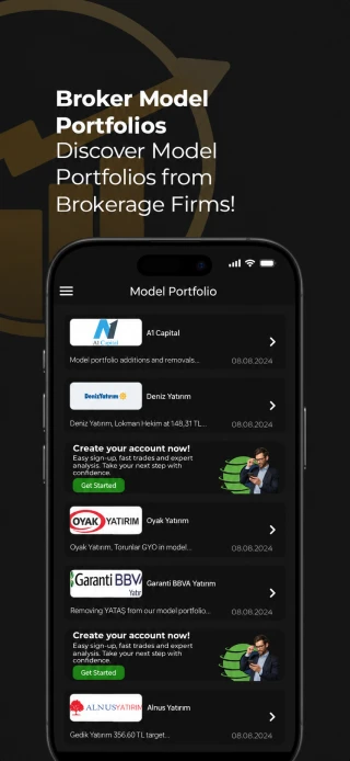 Stock Price Targets app — feature screen